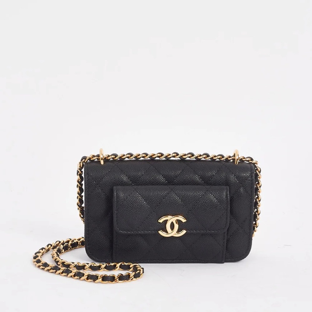 Authentic Chanel Caviar Clutch with chain NIB